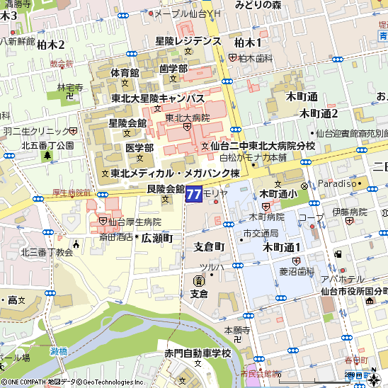 大学病院前支店付近の地図